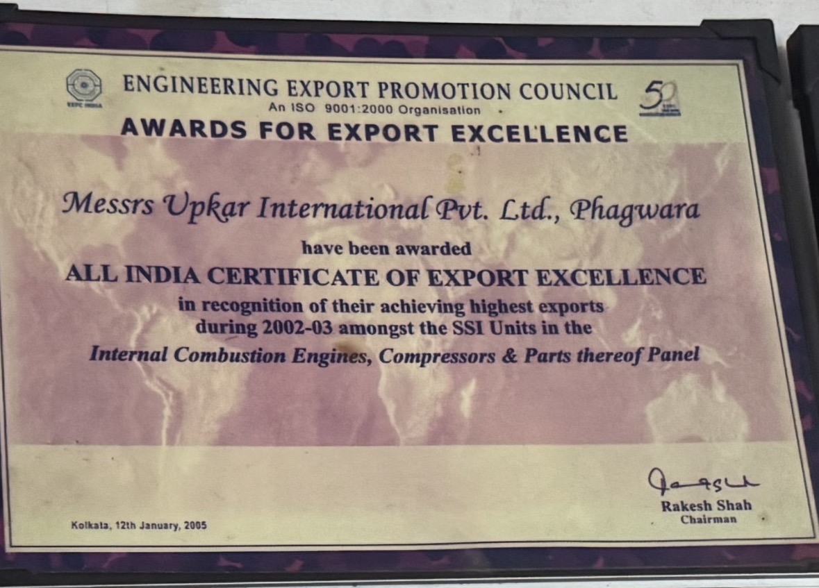 Upkar International FIEO Federation of Indian Export Organisations registered exporter certificate
