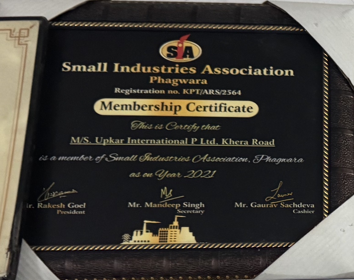 Upkar International quality certification — ISO certified diesel engine and pump manufacturer Phagwara